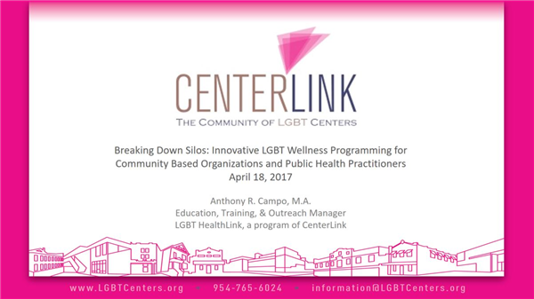 Image of Breaking Down Silos: Innovative LGBT Wellness Programming for Community Based Organizations and Public Health Practitioners 