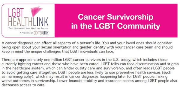 Image of Cancer Survivorship in the LGBT Community