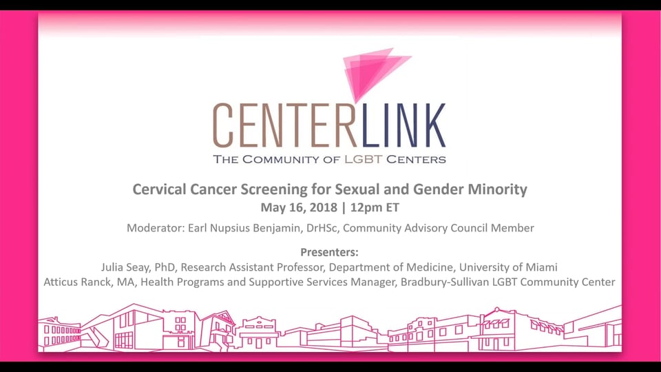 <p>Lesbian, bisexual, and queer women as well as transgender men and non-binary people who were assigned female at birth are less likely to be screened for cervical cancer than their heterosexual, cisgender counterparts. This presentation will discuss some of the barriers that prevent sexual and gender minority individuals who are assigned female at birth from taking care of their cervical health. This presentation will also discuss some steps to take to make &ldquo;traditional woman-only&rdquo; spaces more LGBT affirming and welcoming as well as alternative options for cervical Pap tests, such as self-sampling kits. Finally, we&rsquo;ll discuss Bradbury-Sullivan LGBT Community Center&rsquo;s new health promotion campaign, &ldquo;If you&rsquo;ve got it, Pap it!&rdquo;</p>